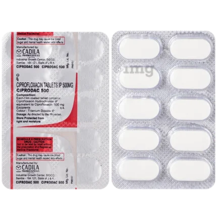 Ciprodac 500 MG - Ciprofloxacin (500mg) - 5 BLISTER STRIPS- 50 TABLET QTY