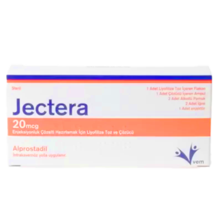 JECTERA Alprostadil / Caverject / Alprostadil 20 MCG LYOPHILIZED POWDER AND SOLVENT FOR PREPARING SOLUTION FOR INJECTION KIT (1 VIAL + 1 AMP + SYRINGES) - Turkey Pharma