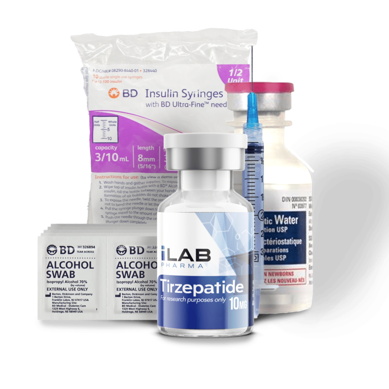 MOUNJARO® (TIRZEPATIDE) 10mg KIT [10MG VIAL+WATER+SYRINGES+ STERILE WIPES ] COMPLETE - LAB TEST JAN/2025 99.46%