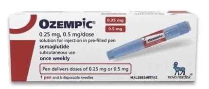 NOVO NORDISK – OZEMPIC PEN RED BOX (SEMAGLUTIDE) 2mg- Adjustable dosage .25 or .5